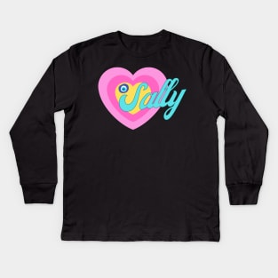 Sally in Colorful Heart Illustration with Evil Eye Kids Long Sleeve T-Shirt